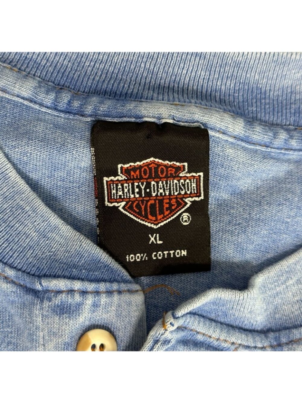 Vintage HARLEY DAVIDSON T Shirt Blue Southside Virginia Beach Button 1996 XL - Picture 3 of 6